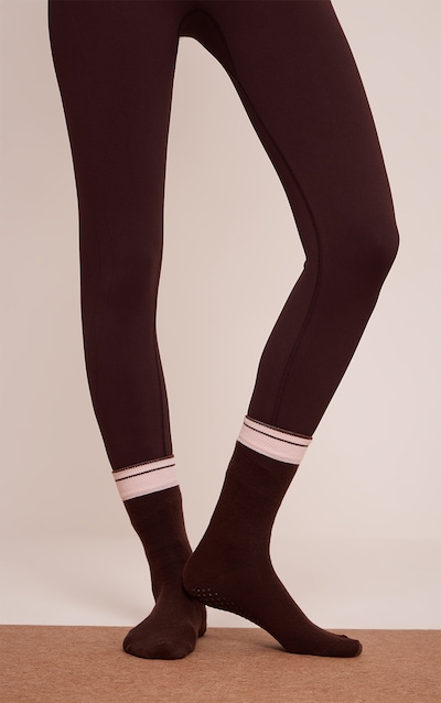 PrettyLittleThing Chocolate Embroidered Gripper Socks