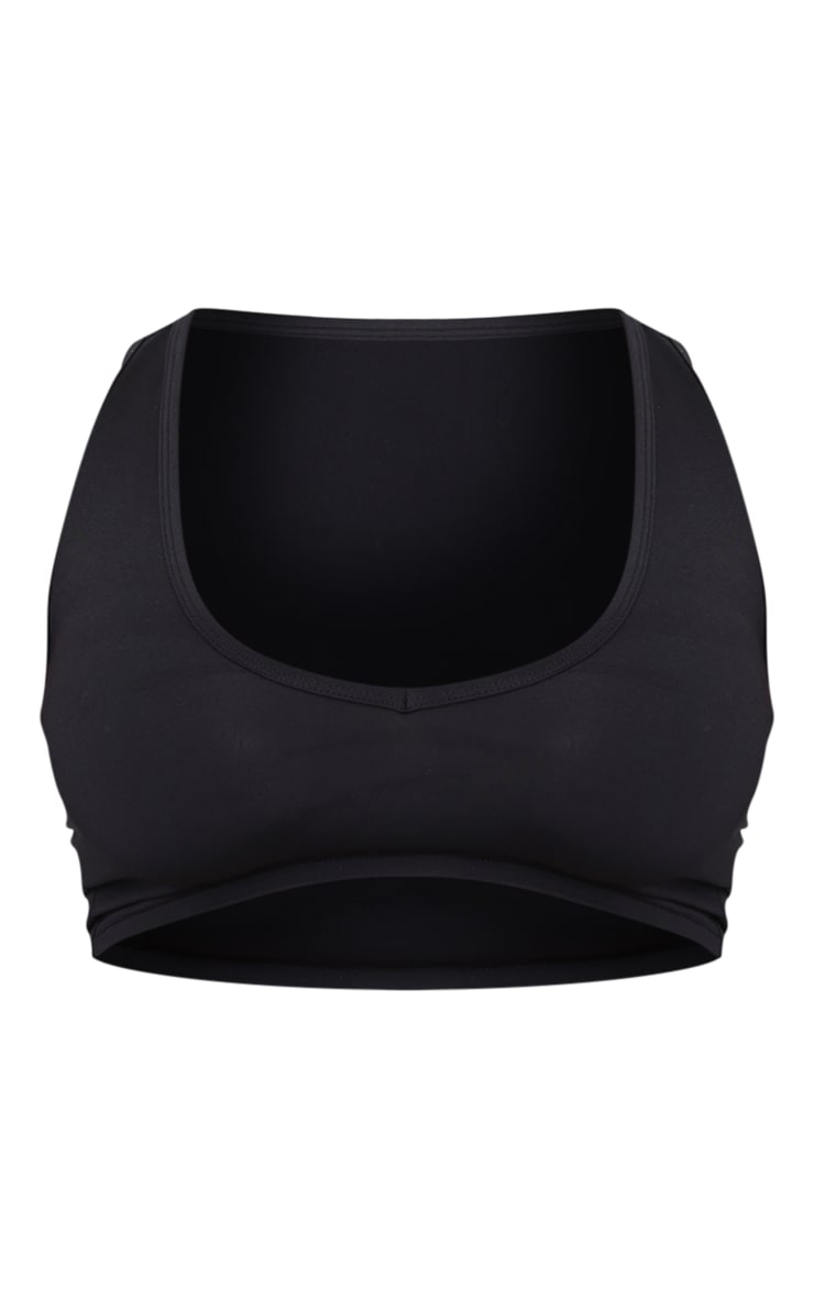 Shape Black Brushed Cotton Plunge Active Crop Top