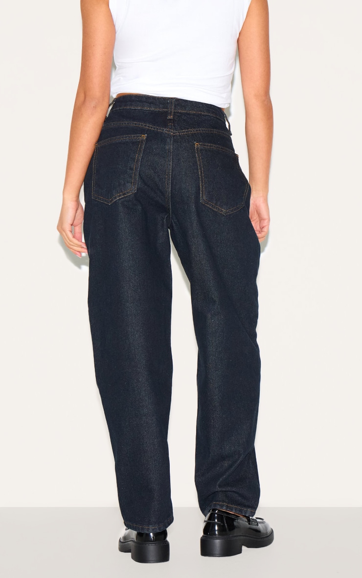 Petite Dark Indigo High Waist Mom Jeans image 3