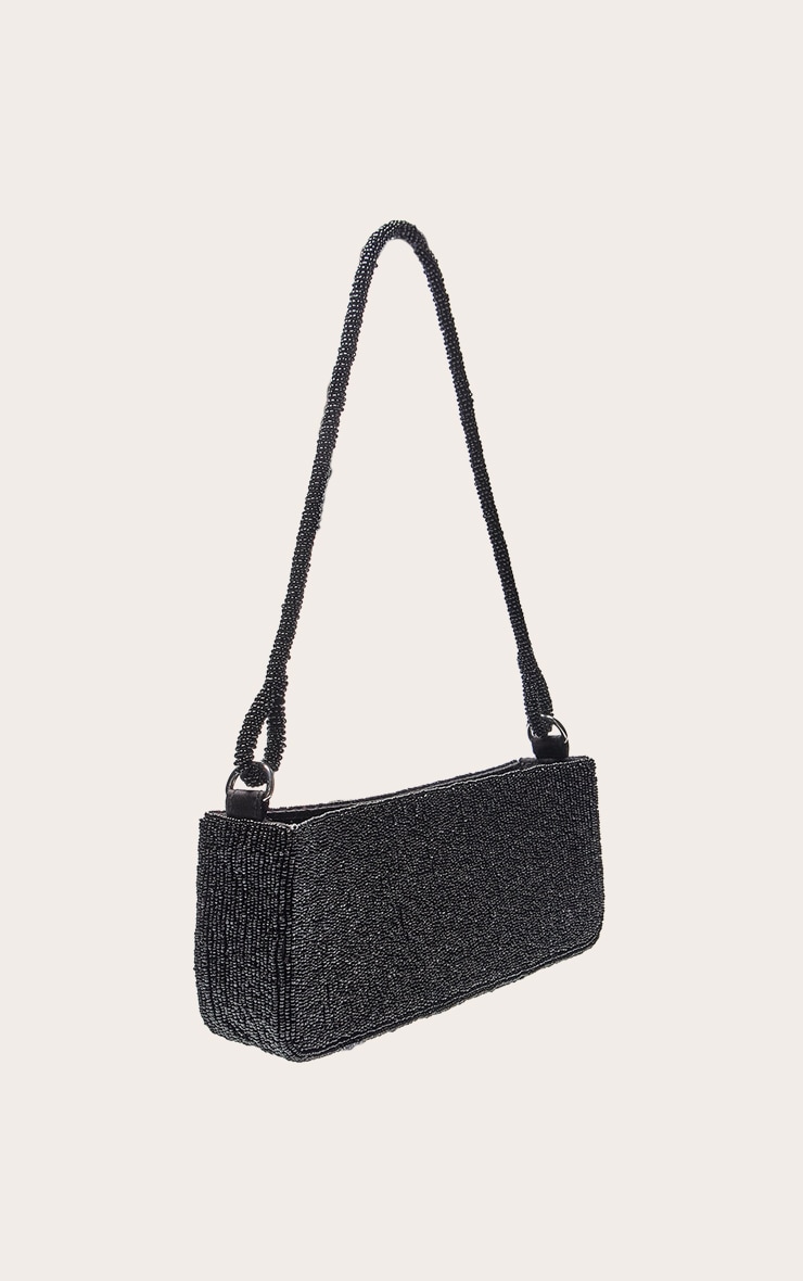 Black Micro Beaded Shoulder Bag image 3