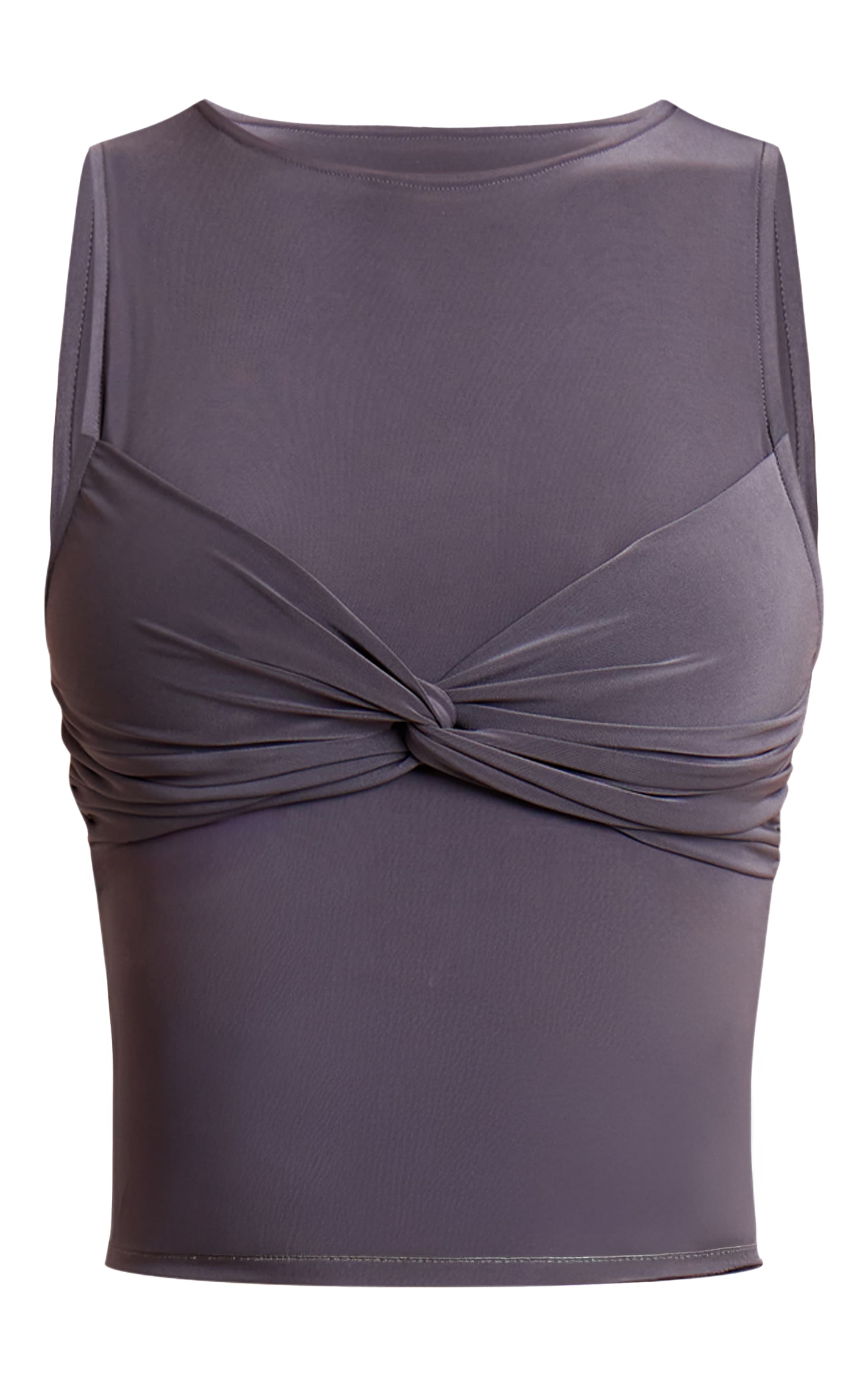 Charcoal Slinky Twist Bust Detail Top image 5