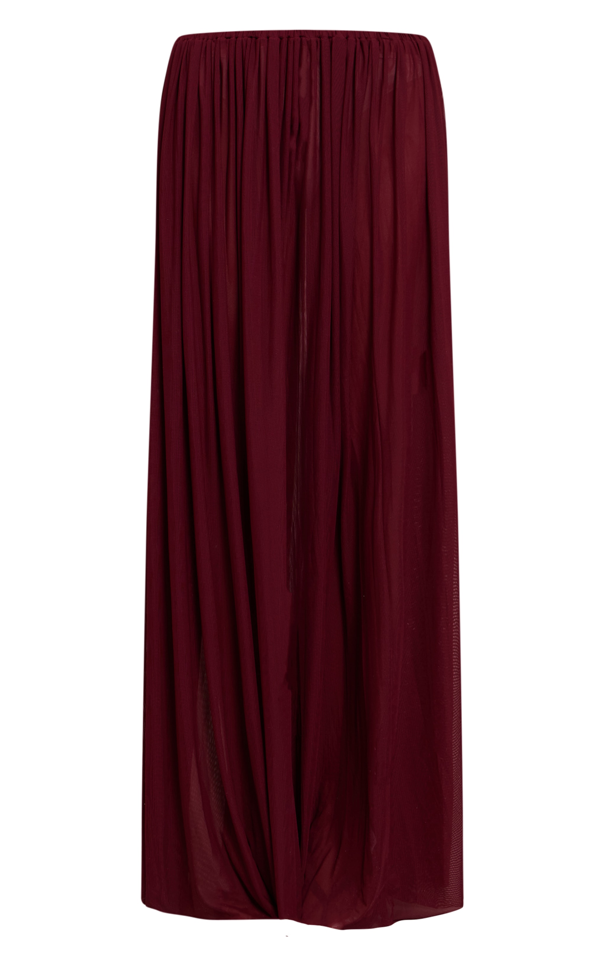 Wine Mesh Drape Maxi Skirt image 6