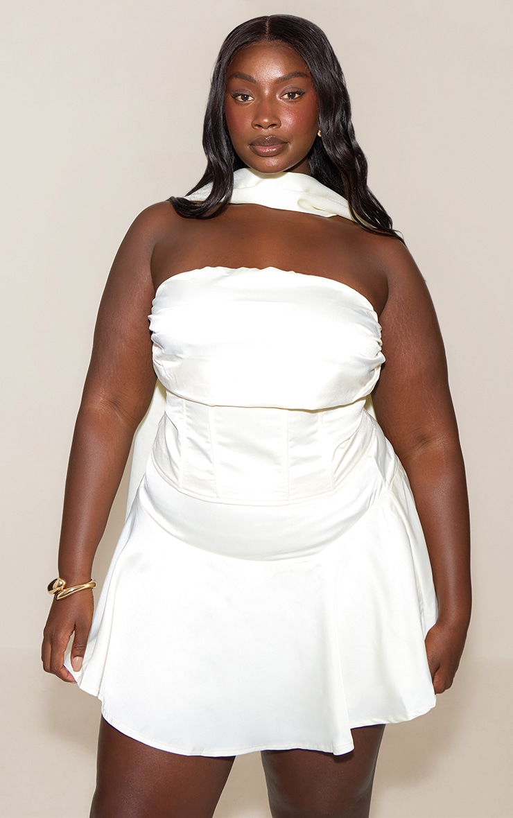 Plus Cream Ruched Corset image 1