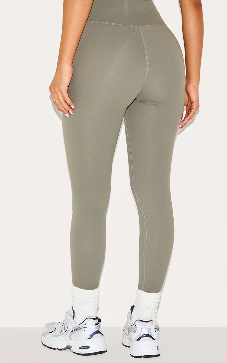 Petite Dark Olive Contour Sculpt Wrap Over Leggings image 3