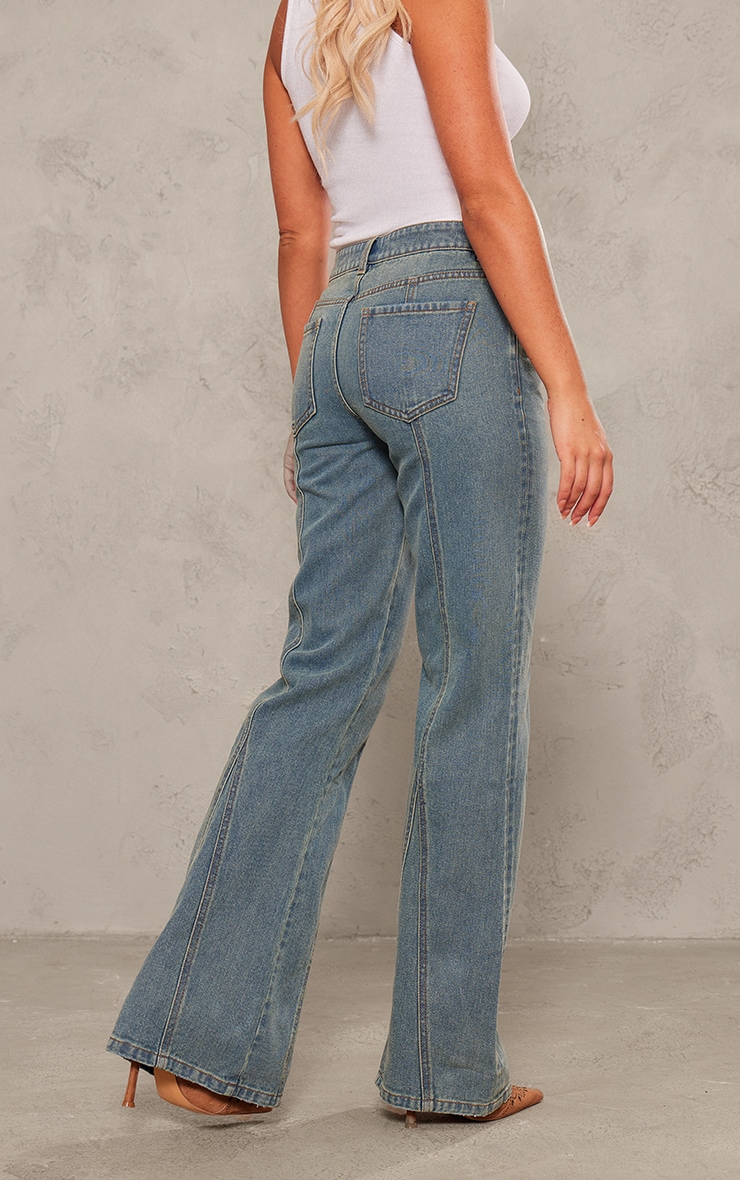 Jean flare vintage taille basse à détail coutures image 3