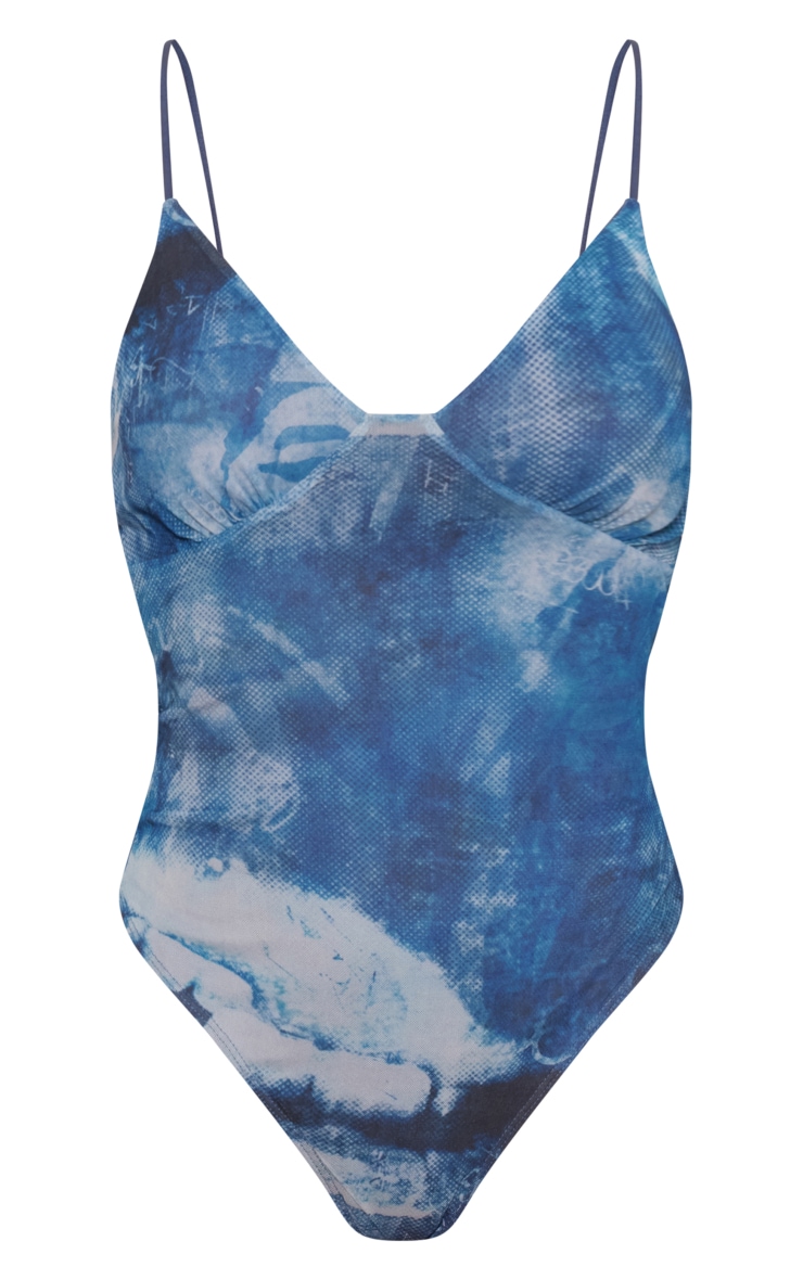 Blue Print Mesh Cup Bodysuit image 5