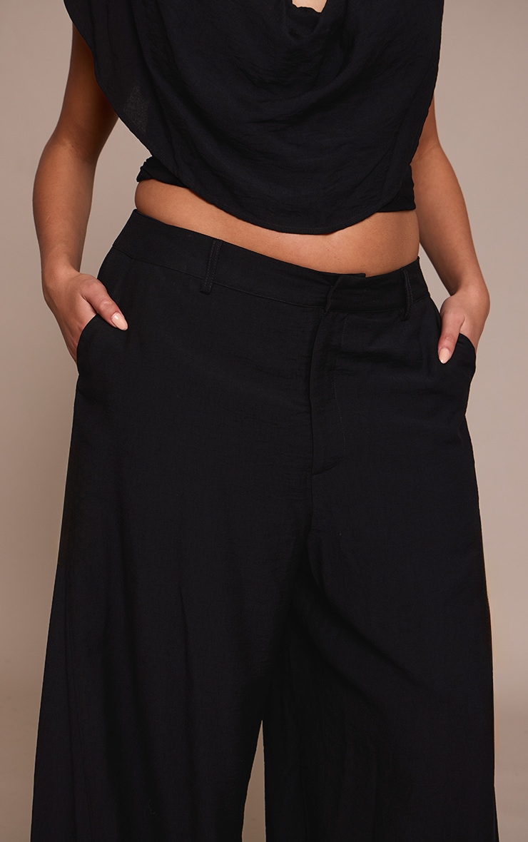 Plus Black Woven High Waisted Wide Leg Pants image 4