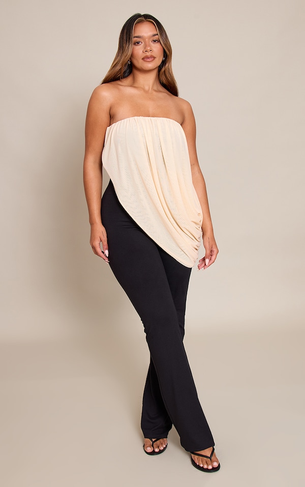 Shape Black Contrast Mesh Drape Overlay Flared Jumpsuit