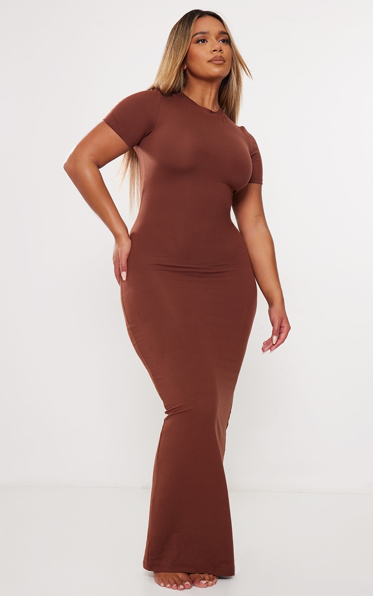 Shape Dark Brown Sculpted Maxi Dress image 3