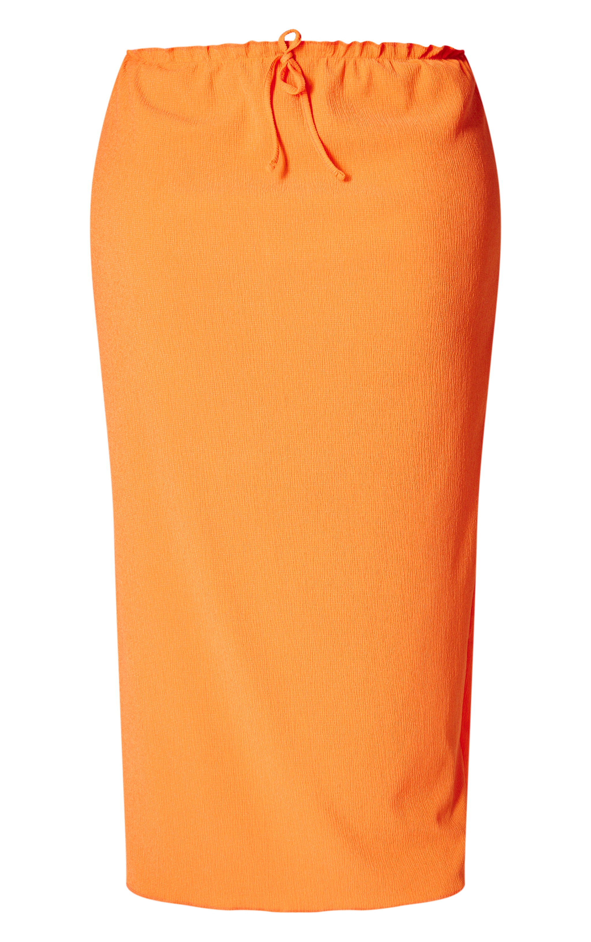 Plus Orange Drawstring Textured Maxi Skirt image 5