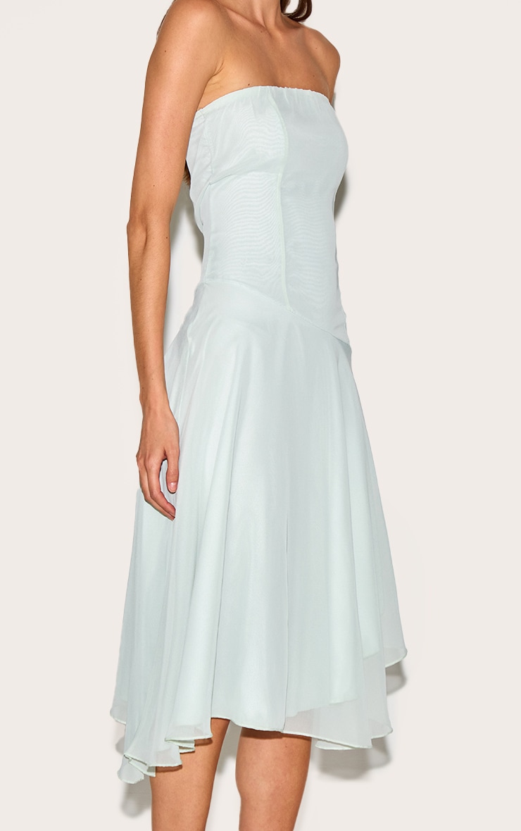Robe bustier mi-longue sauge à ourlet asymétrique image 4