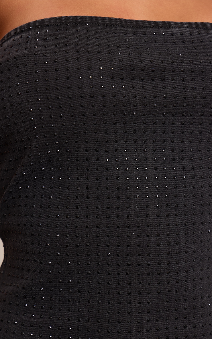 Top en jean noir à strass image 4