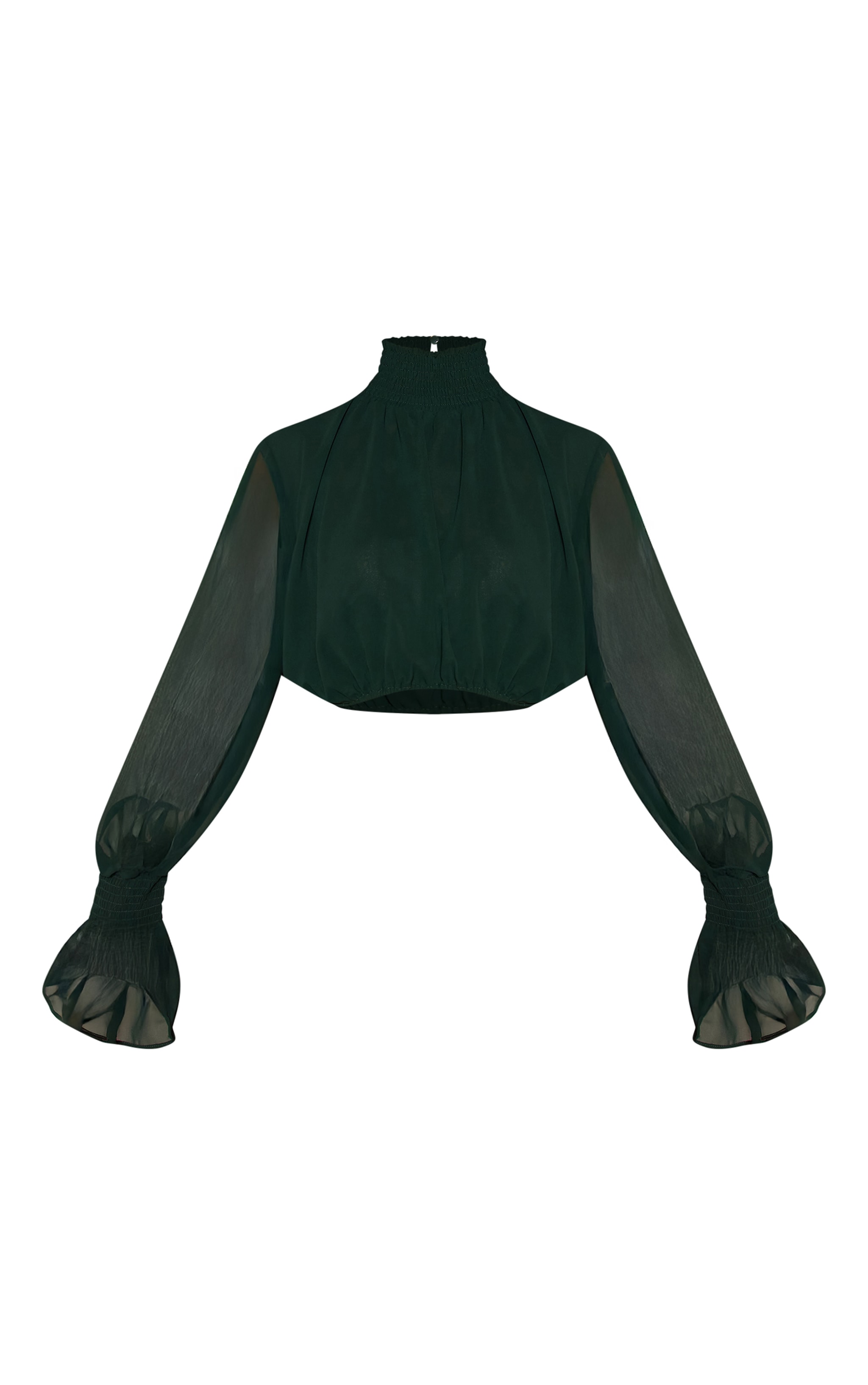 Green Sheer Chiffon Crop Top image 5