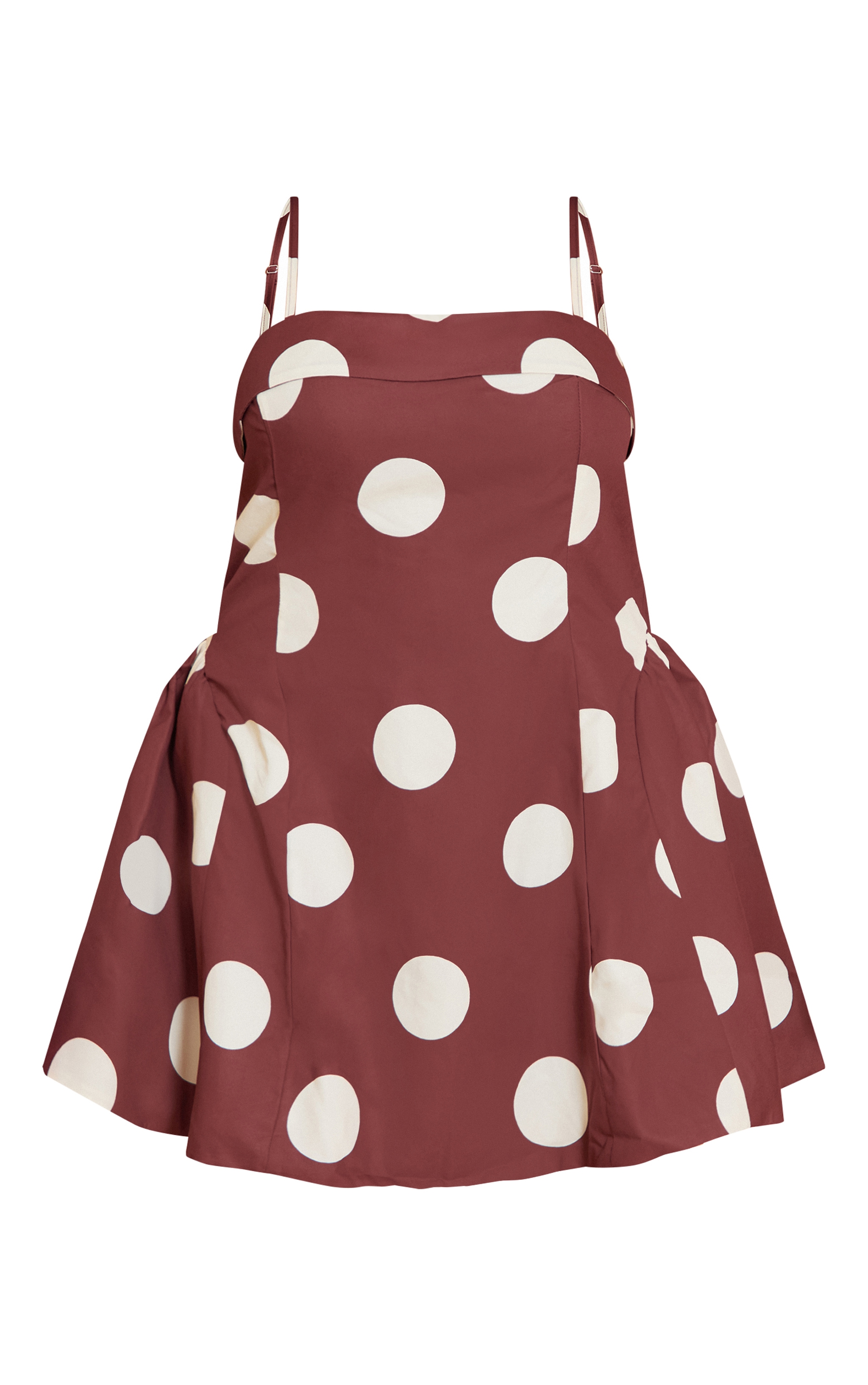 Plus Brown Polka Dot Strappy Structured Shift Dress image 5