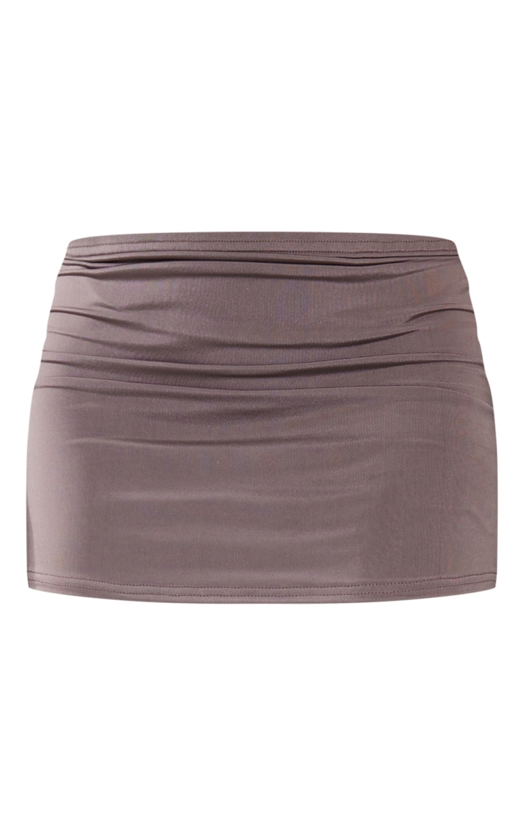 Mocha Low Rise Slinky Micro Mini Skirt image 6