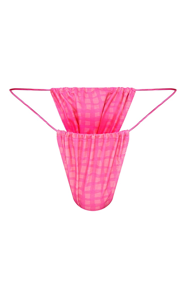 Bas de maillot de bain rose à imprimé vichy image 5