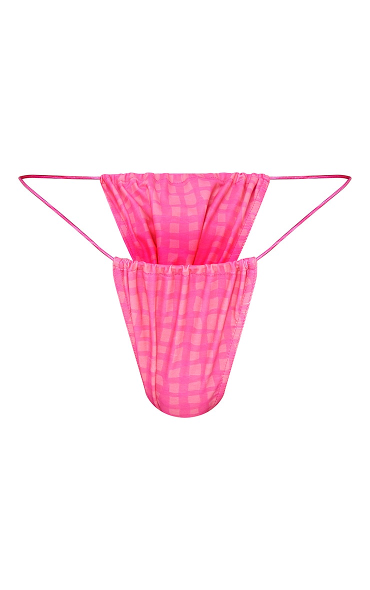 Bas de maillot de bain rose à imprimé vichy image 5