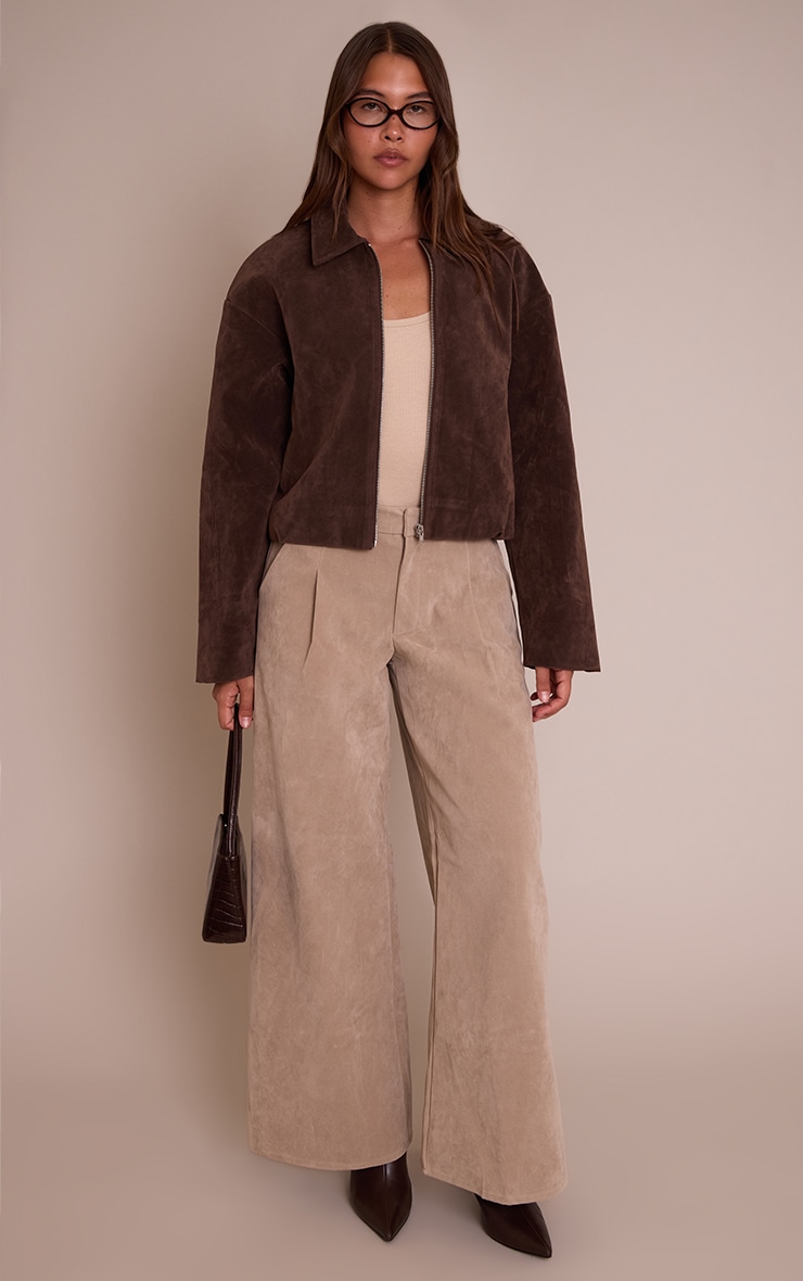 Sand Faux Suede Wide Leg Pants image 1