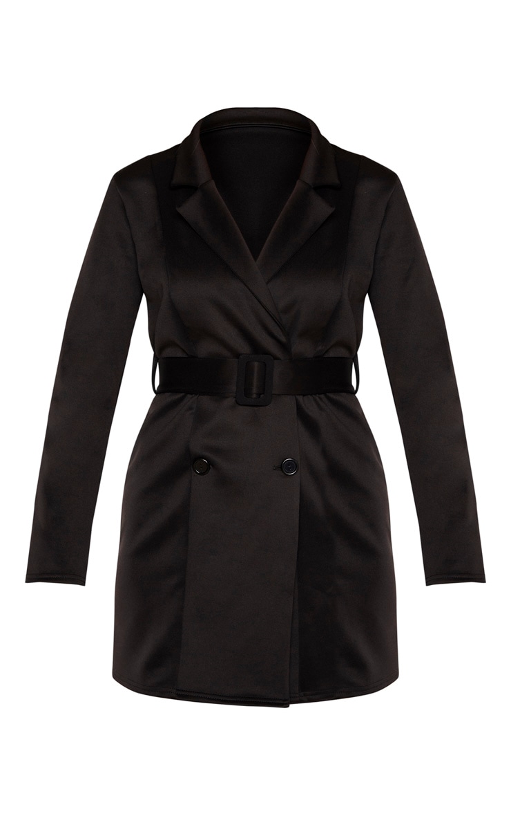 Tall Black Tailored Belt Detail Blazer Dress image 3