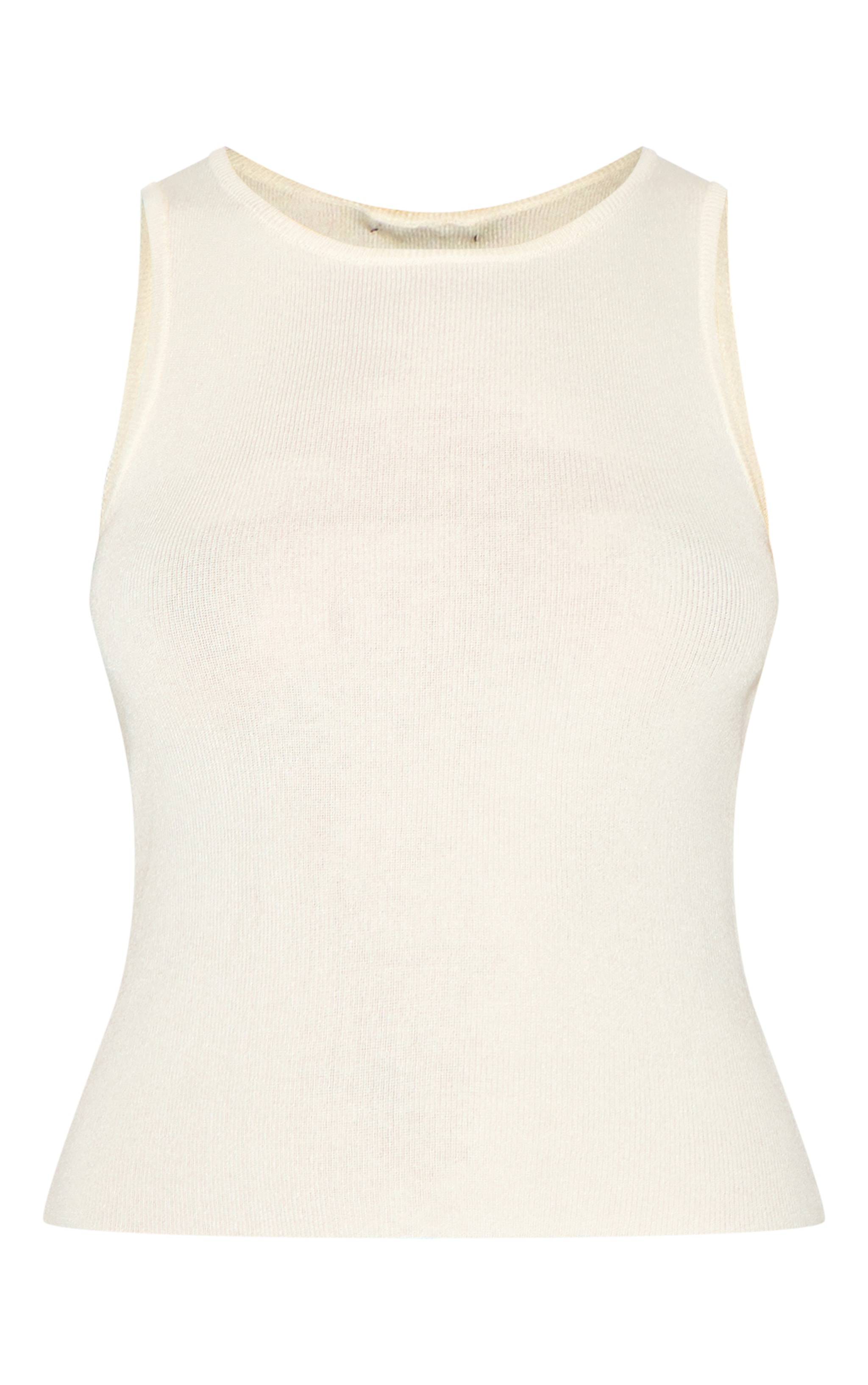 Top en maille tricot fine crème à col nageur image 6