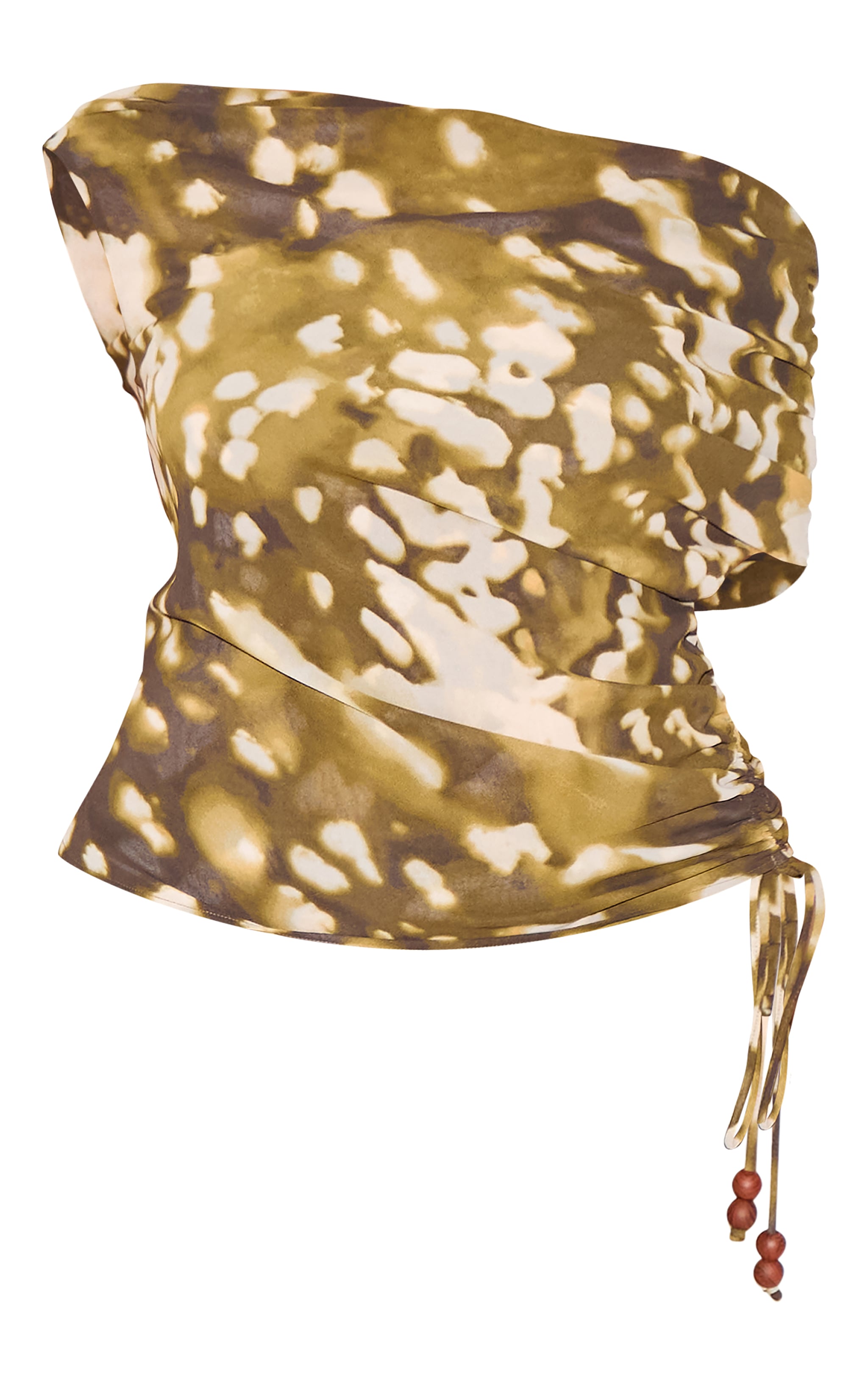 Plus Stone Blurred Abstract Printed Chiffon Cowl Bead Detail Sleeveless Top image 5