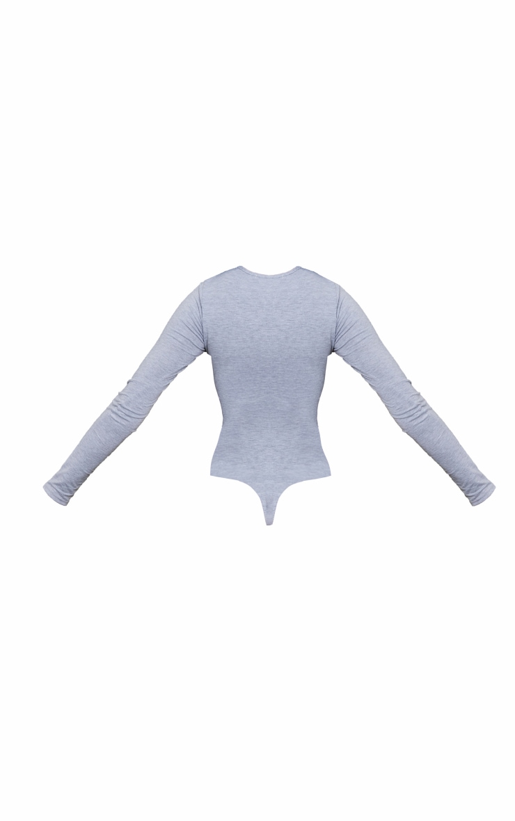 Tall Grey Marl Basic Crew Neck Long Sleeve Bodysuit image 4