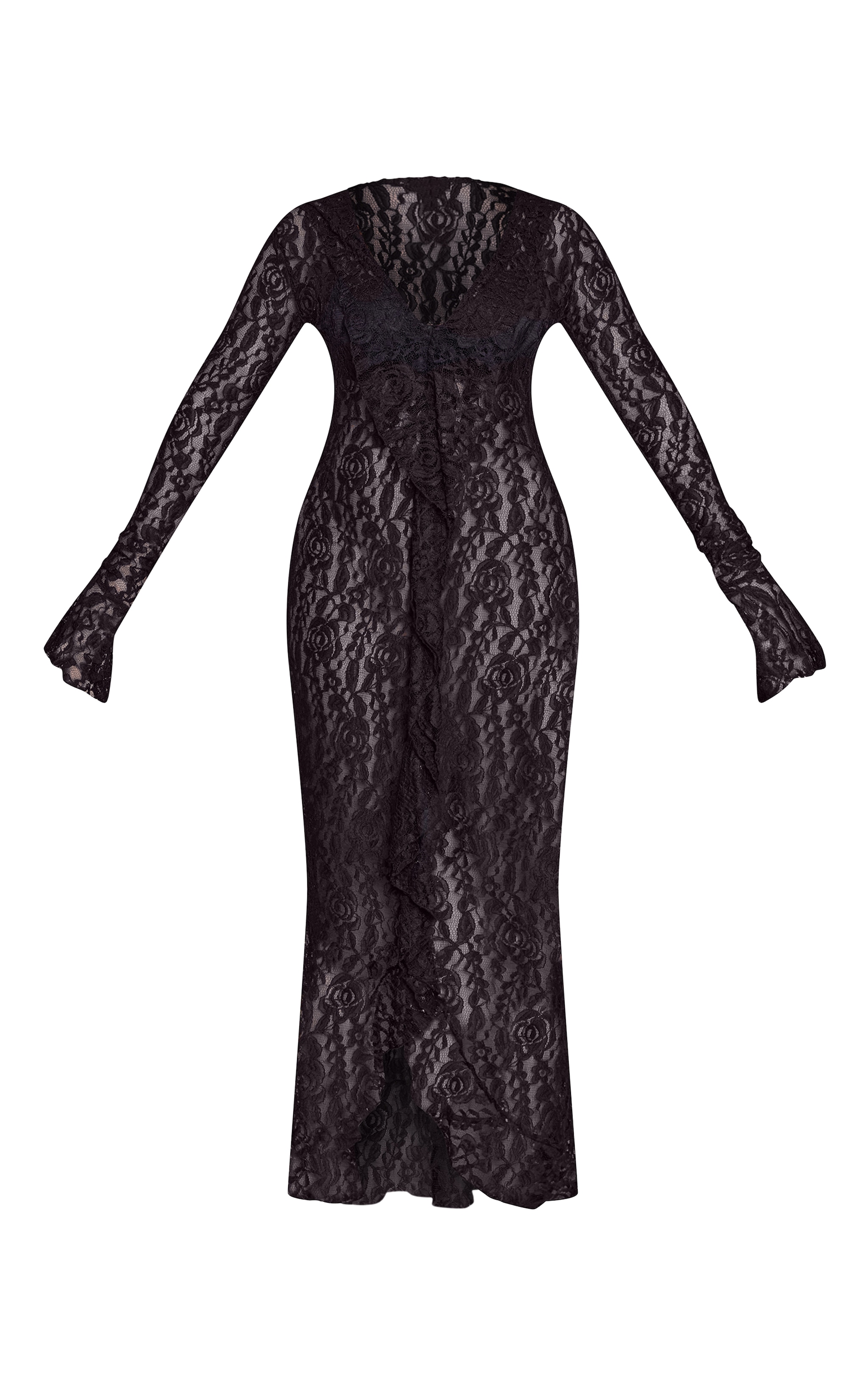 Shape Black Lace Plunge Maxi Dress image 5