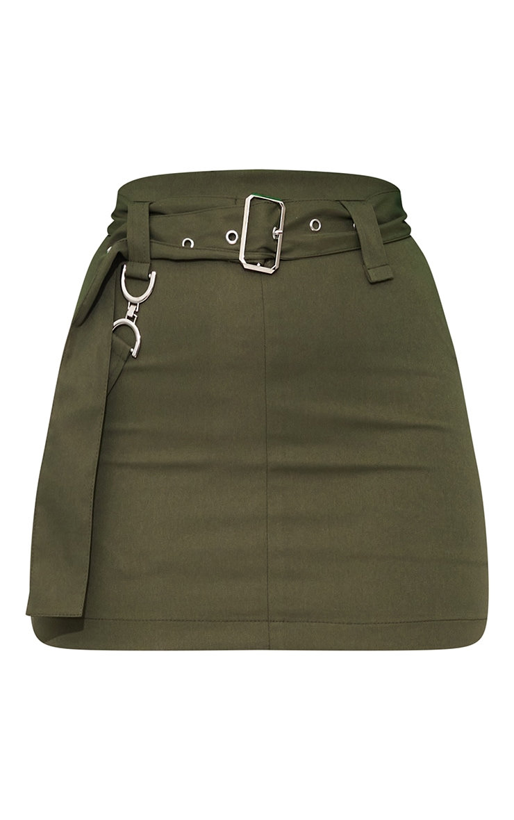 Khaki Woven Utility Buckle Detail Mini Skirt Bottoms PLT QA