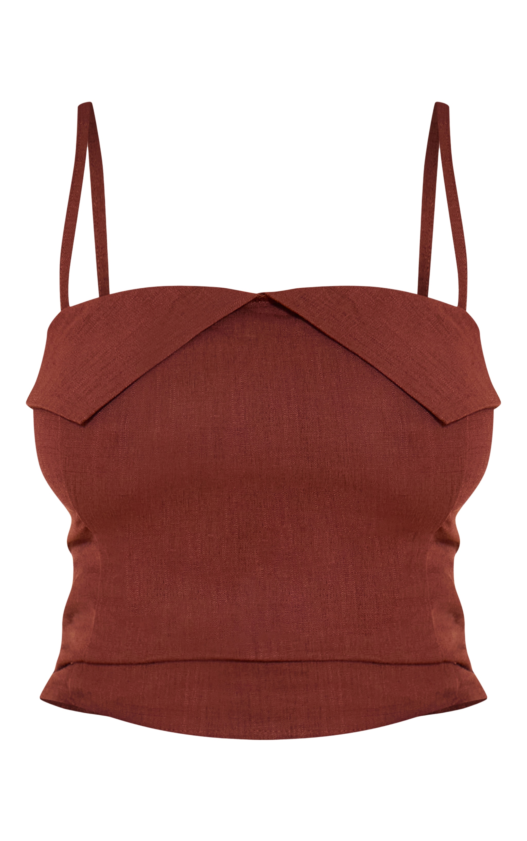 Shape Chocolate Linen Look Fold Over Detail Top image 5