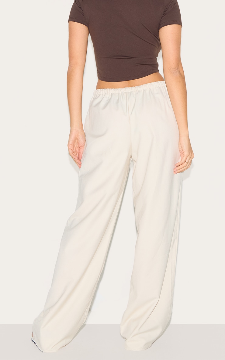 Cream Woven Drawstring Low Rise Relaxed Pants image 3