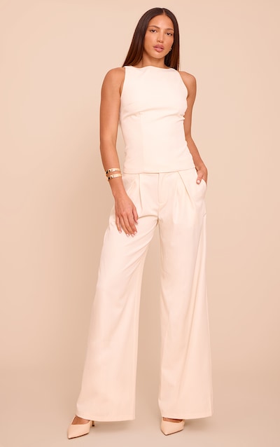 Tall Cream Tailored Woven Wide Leg Pants