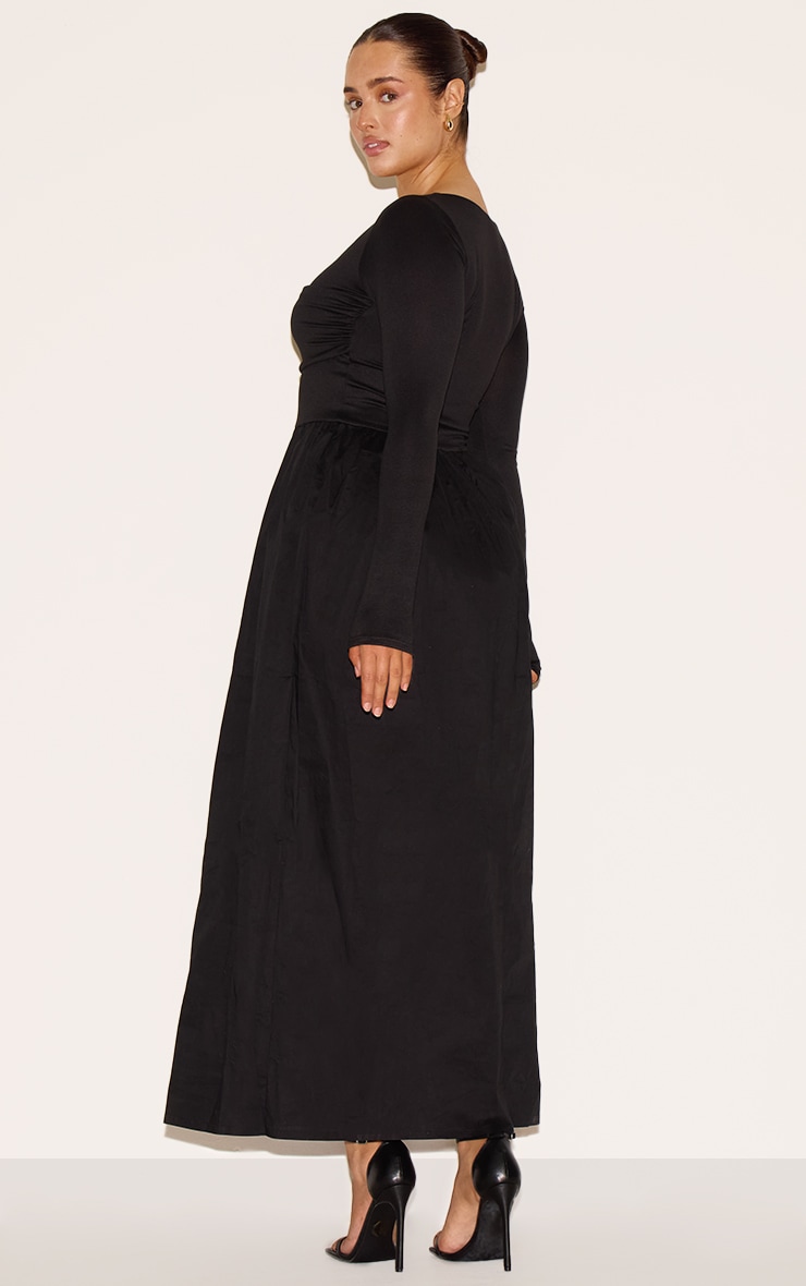 Shape Black Scoop Neck Ruched Bust Maxi Shift Dress image 2