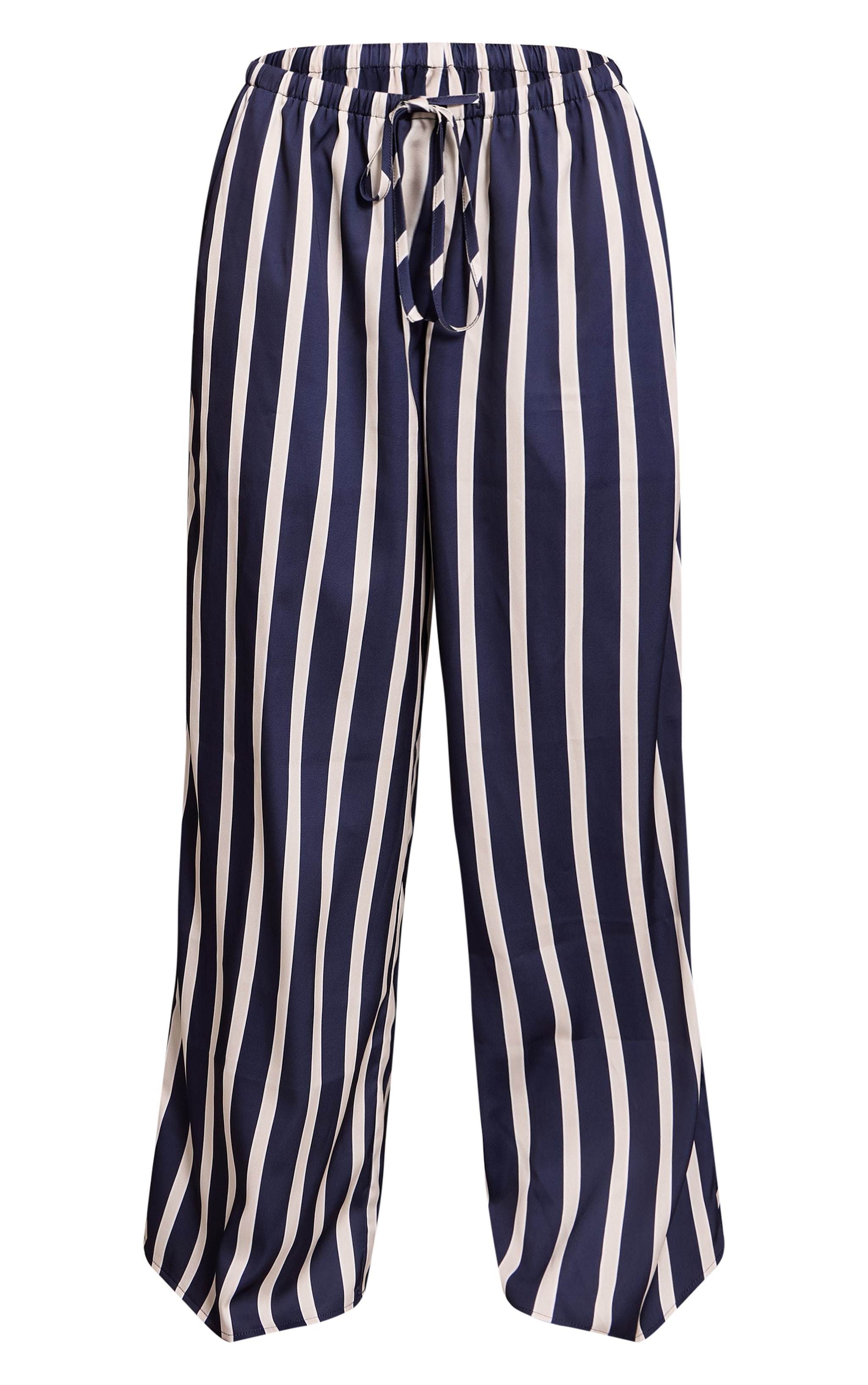 Navy Satin Pinstripe Wide Leg Pants image 5