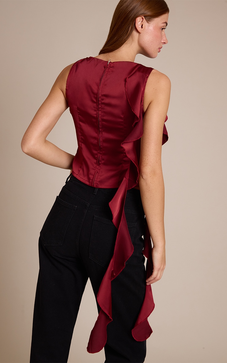 Wine Satin Drape Detail Cami Top image 2