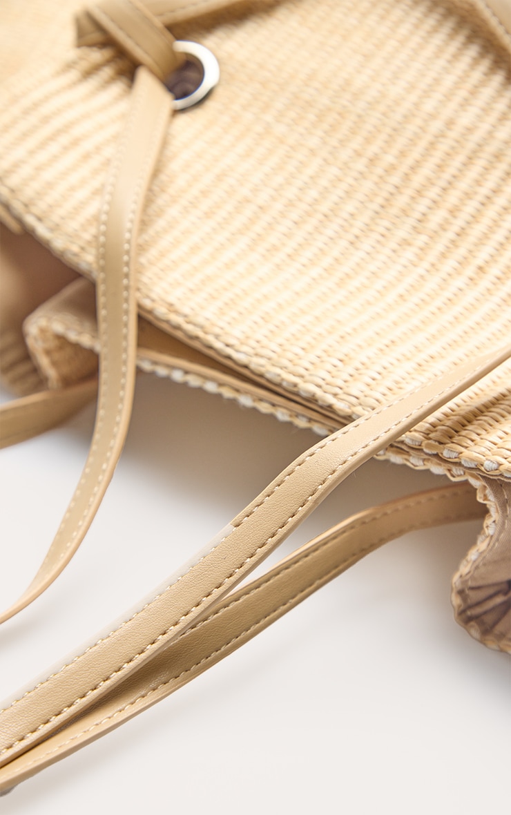 Natural Contrast Raffia Drawstring Beach Bag image 5