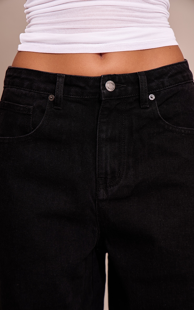 PRETTYLITTLETHING Washed Black High Waist Boyfriend Jean image 4