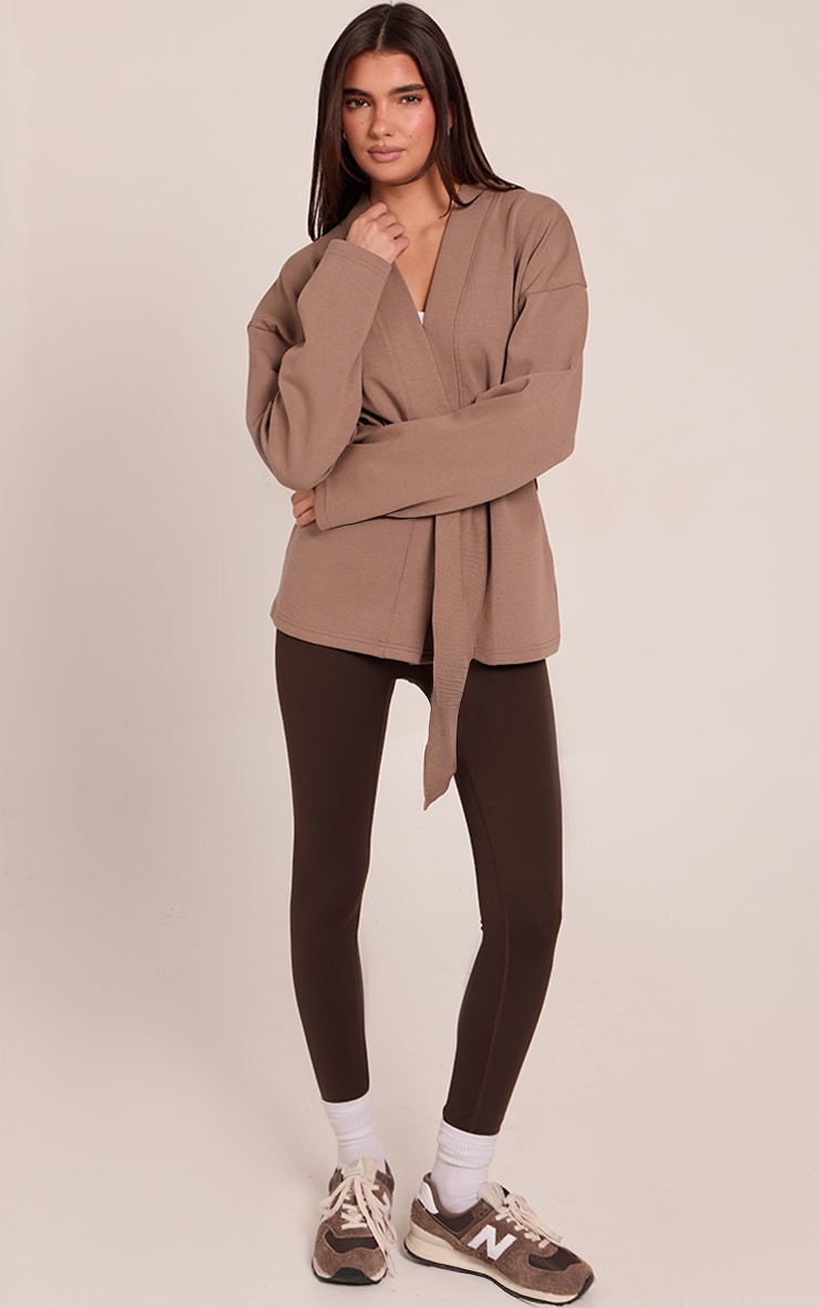Mocha Interlock Tie Waist Yoga Jacket image 3