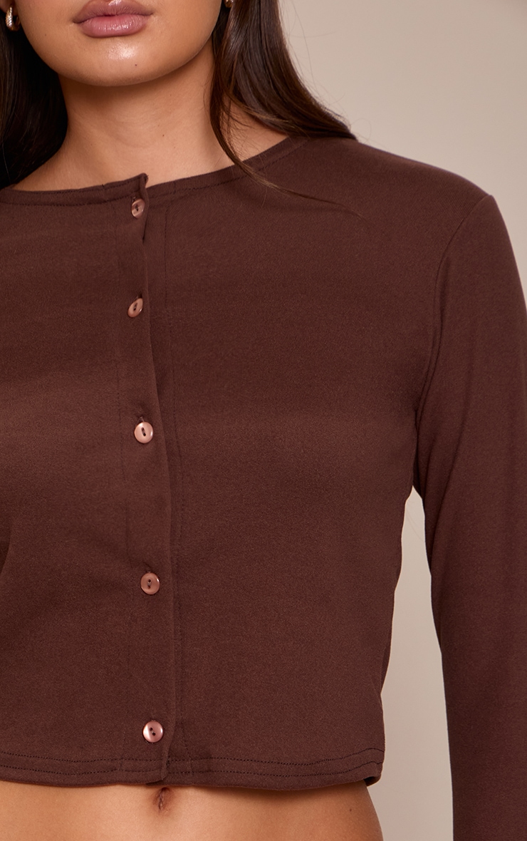 Chocolate Soft Touch Button Up Cardigan image 4