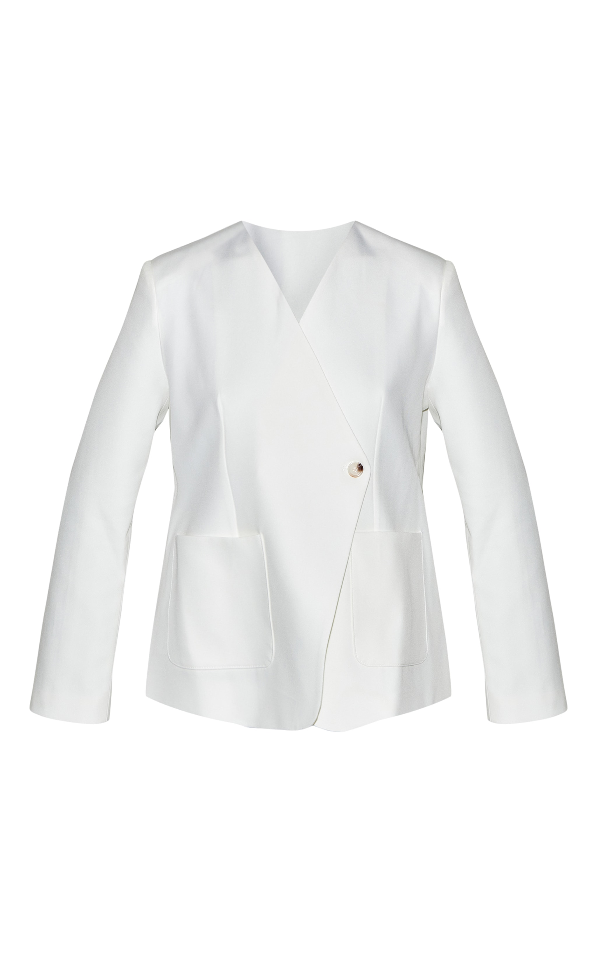 White Tailored Woven Asymmetric Blazer image 5
