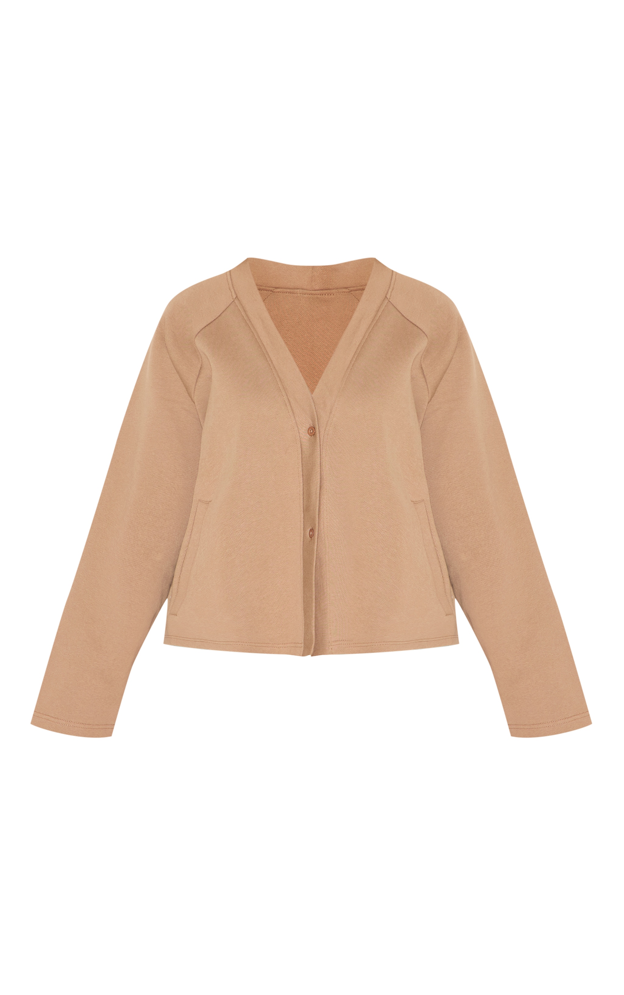 Cardigan en sweat deluxe taupe à épaules carrées image 5