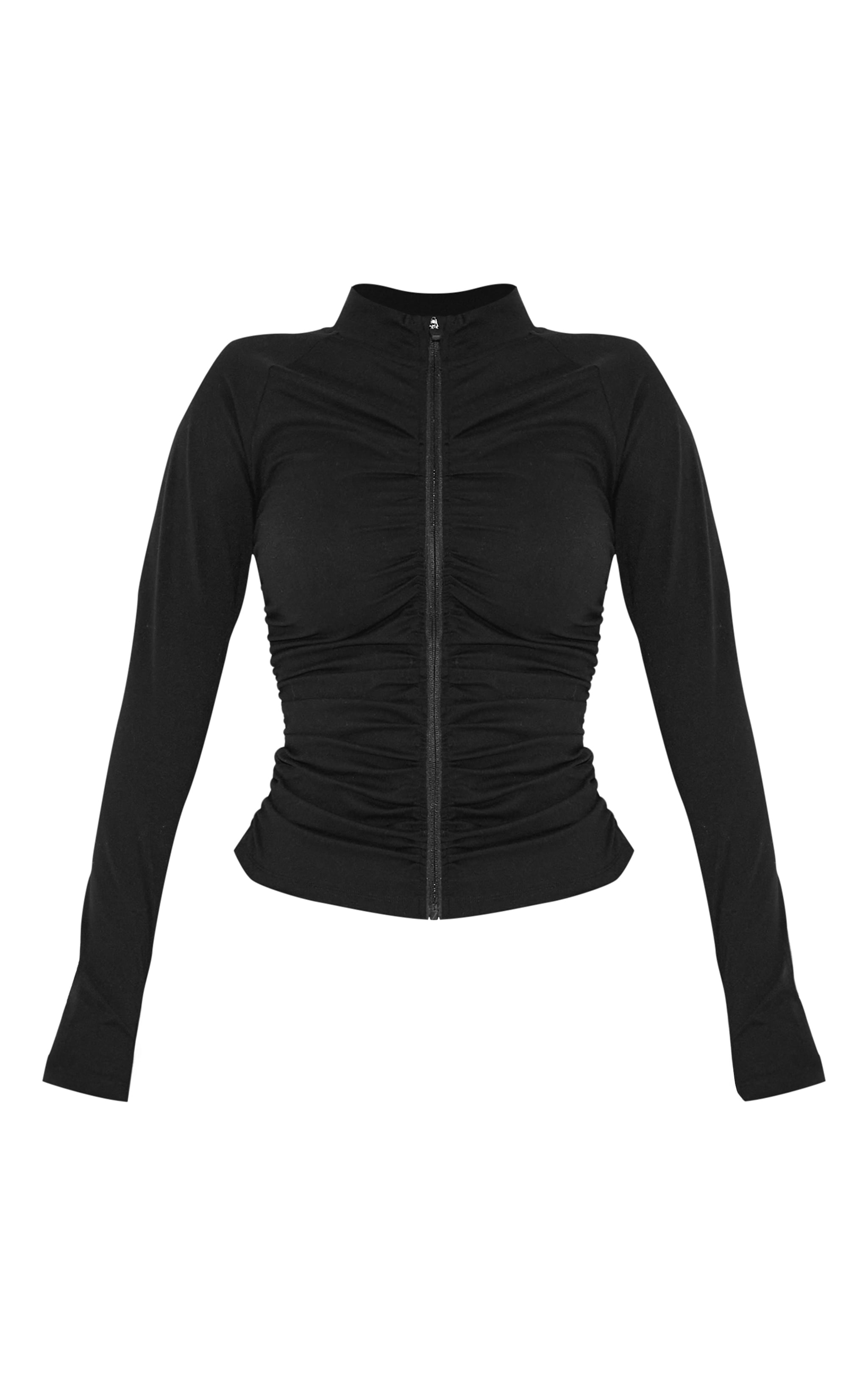 Shape Veste de sport noire froncée à zip image 5