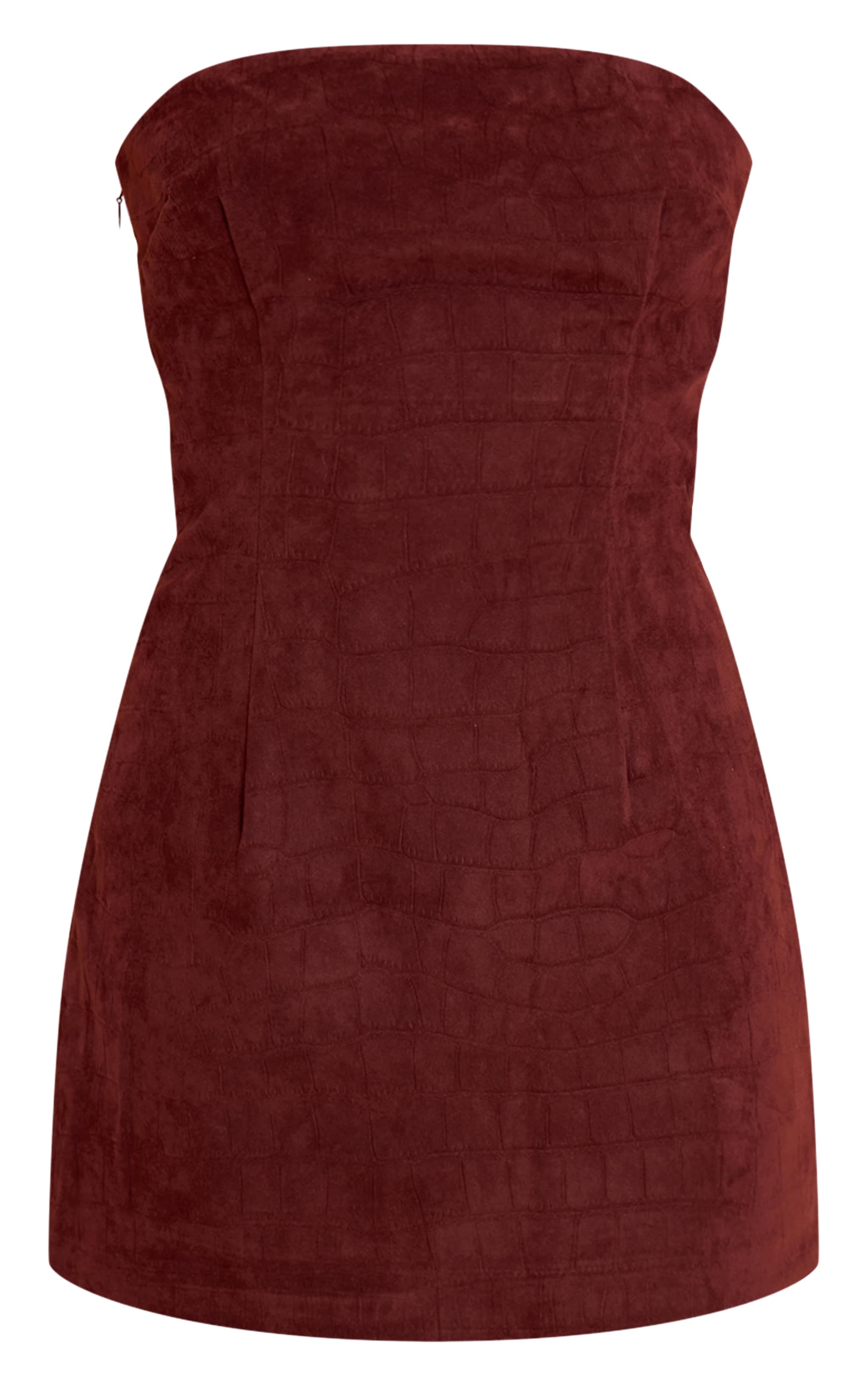 Wine Faux Suede Bandeau Mini Bodycon Dress image 5
