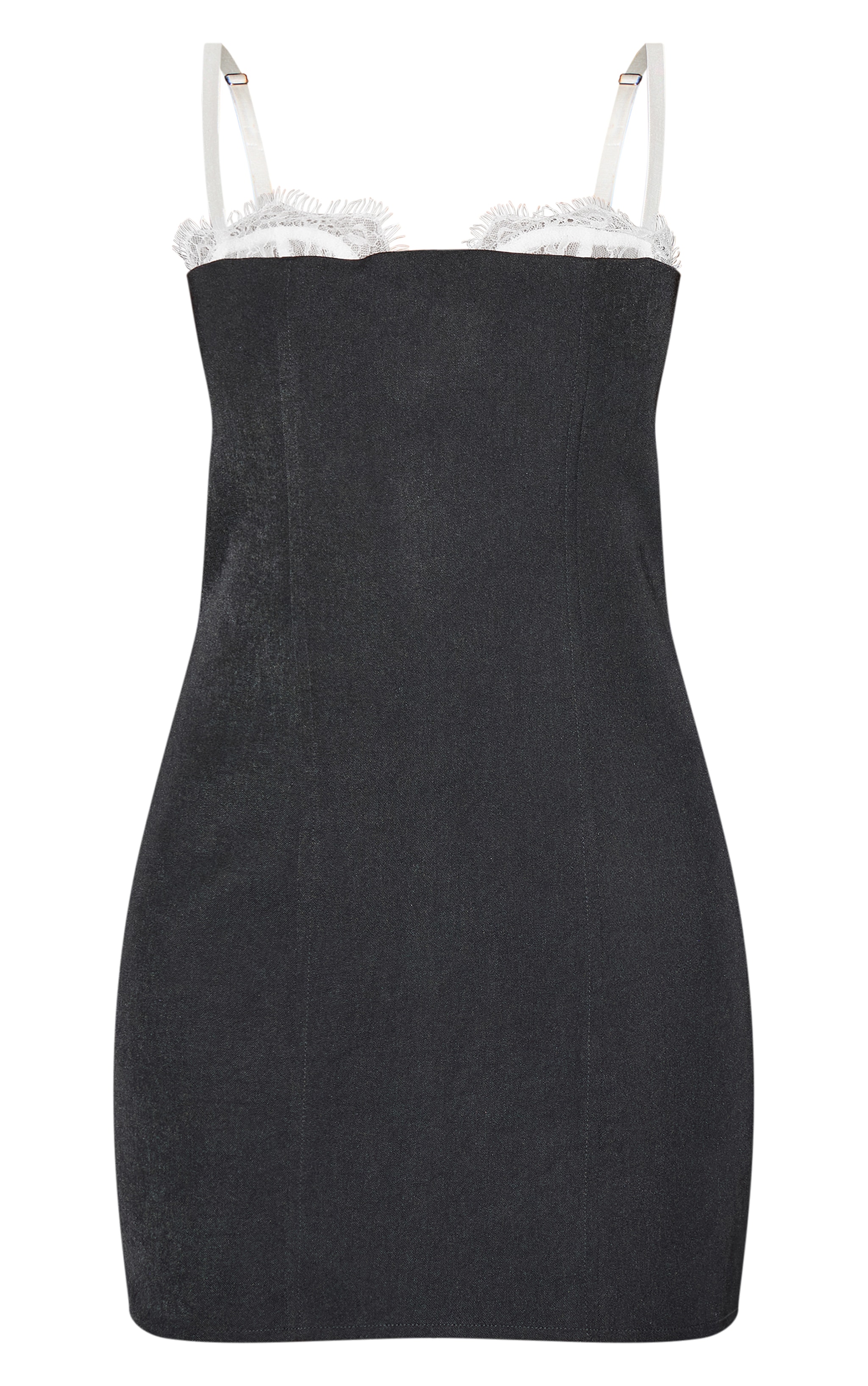 Black Lace Bust Detail Woven Bodycon Dress image 5