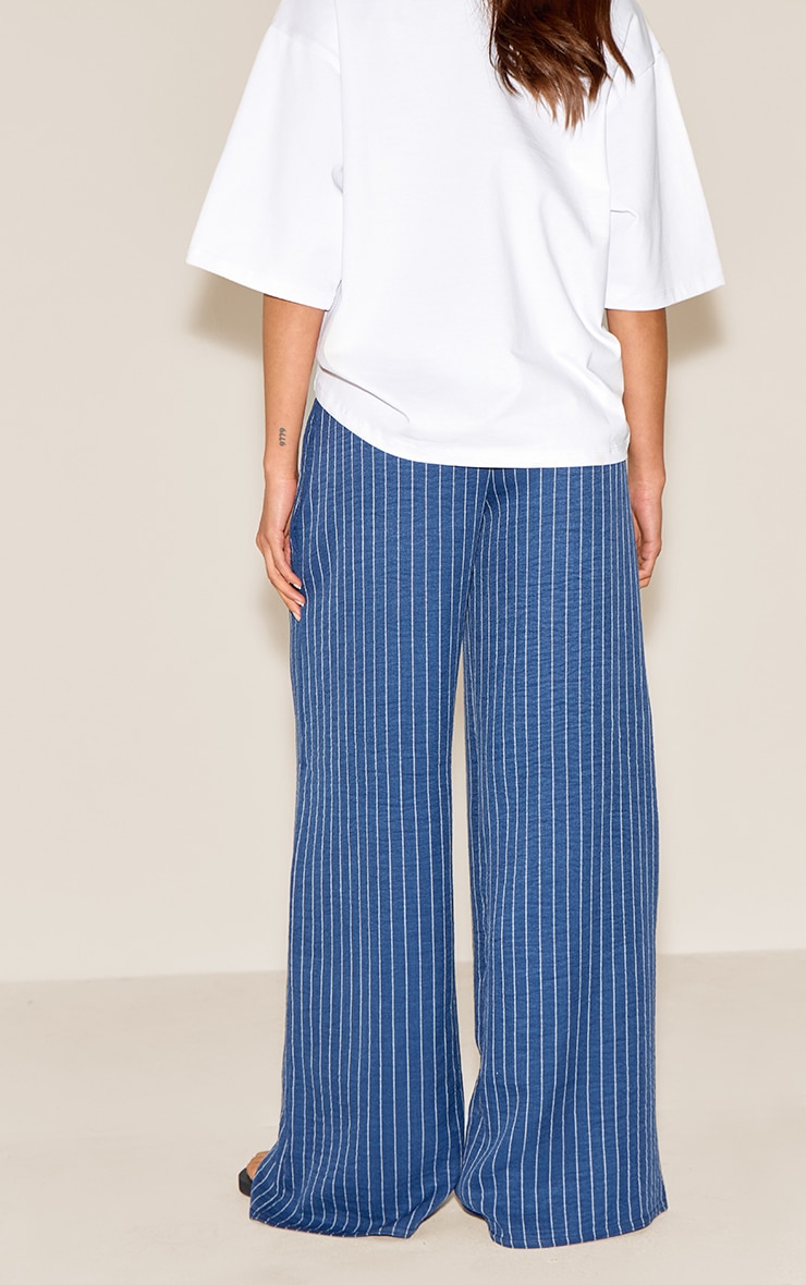 Pantalon de survêtement léger bleu marine à rayures et cordon de serrage image 3