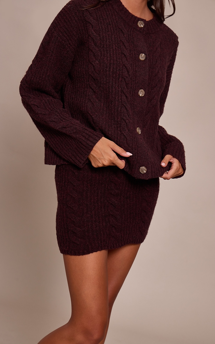 Chocolate Plum Cable Knit Mini Skirt image 2
