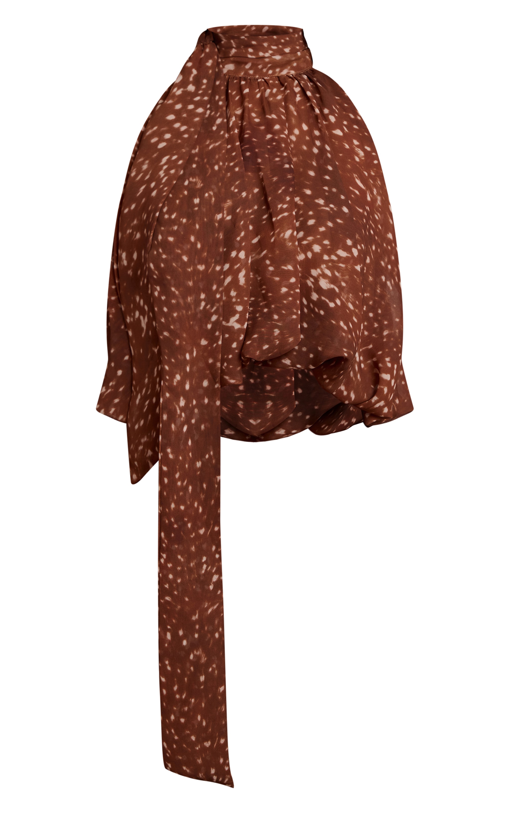 Petite Printed High Neck Ruffle Scarf Top image 5