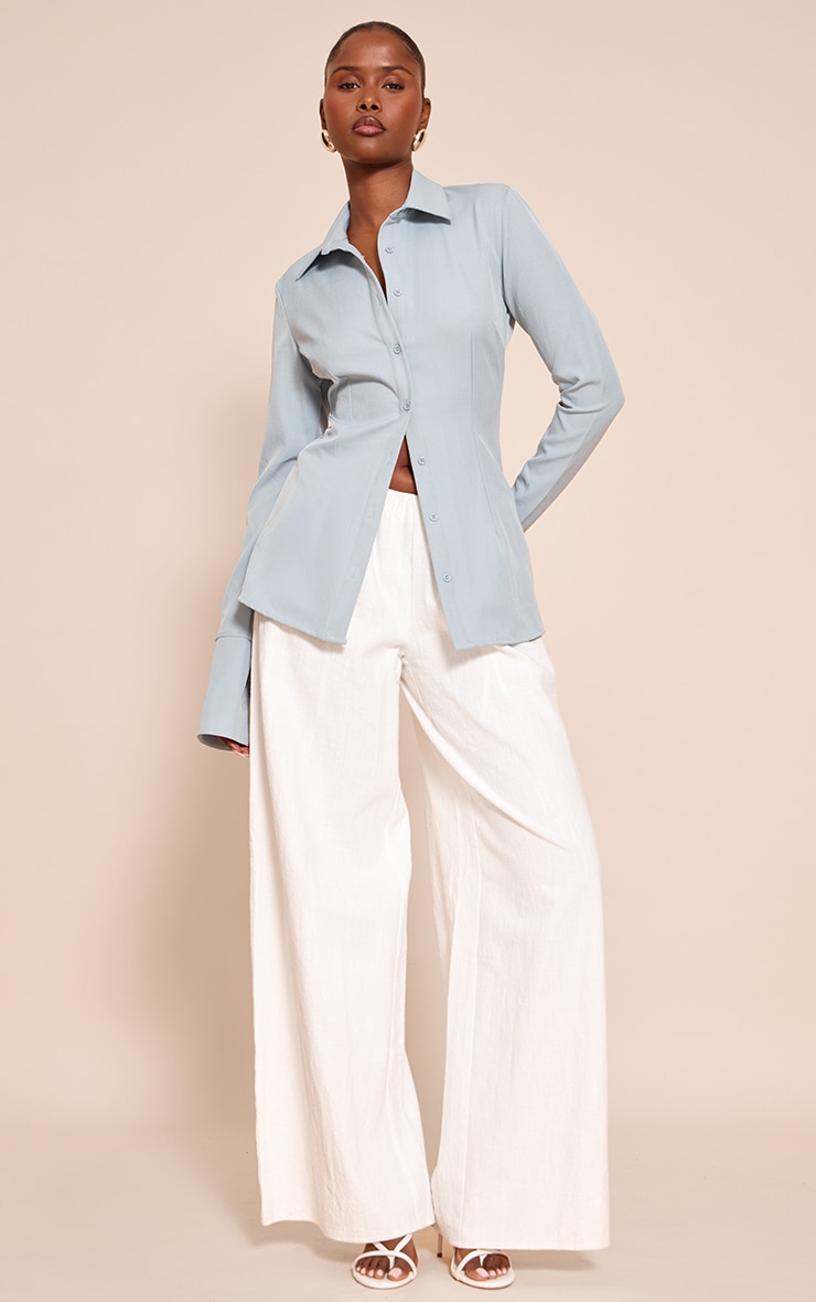 Chemise ajustée tissée bleu ciel image 3