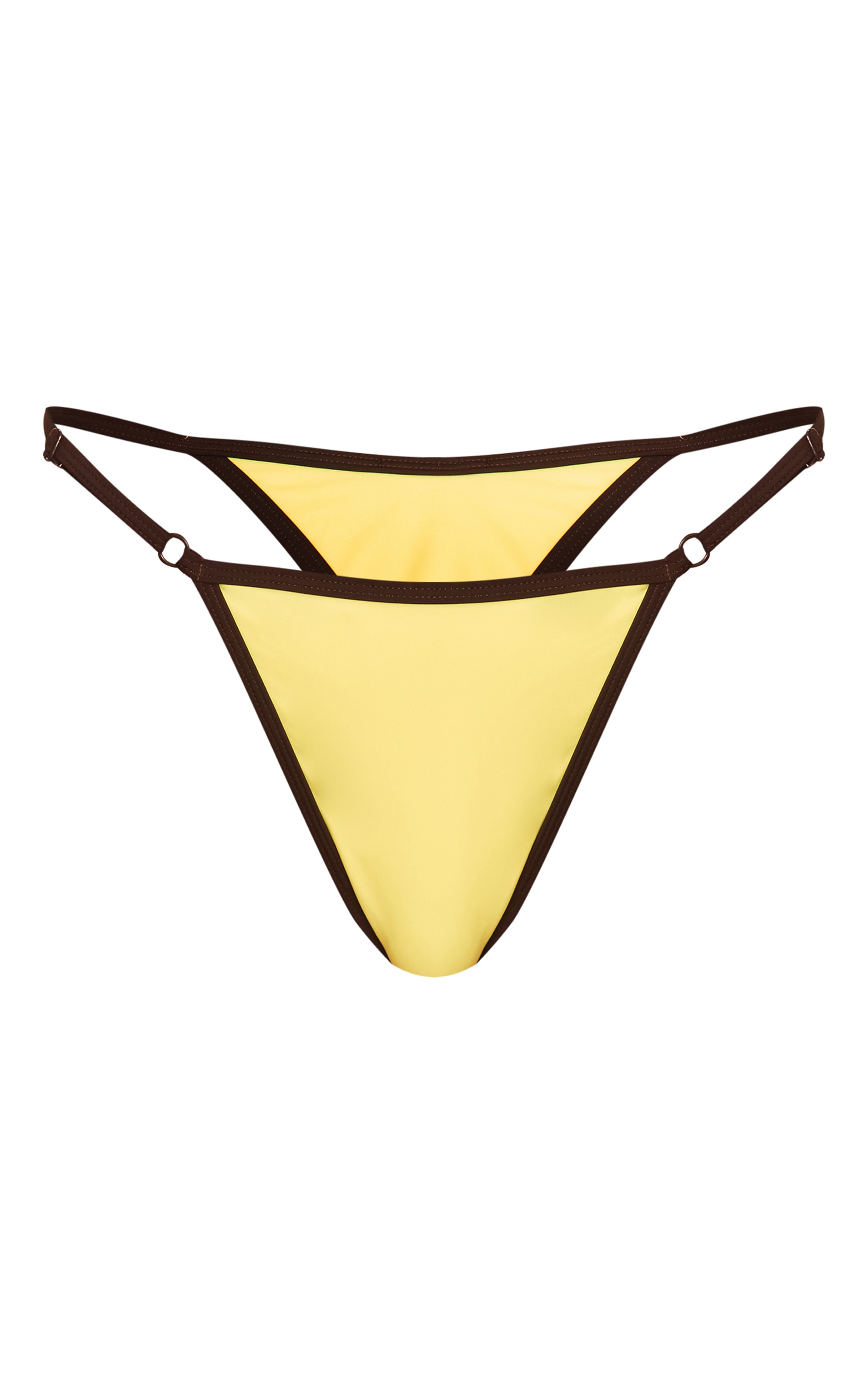 Bas de maillot de bain tanga string jaune à lisérés contrastants image 5