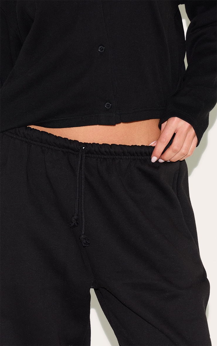 Black Straight Leg Cuffed Seam Detail Track Pants image 4