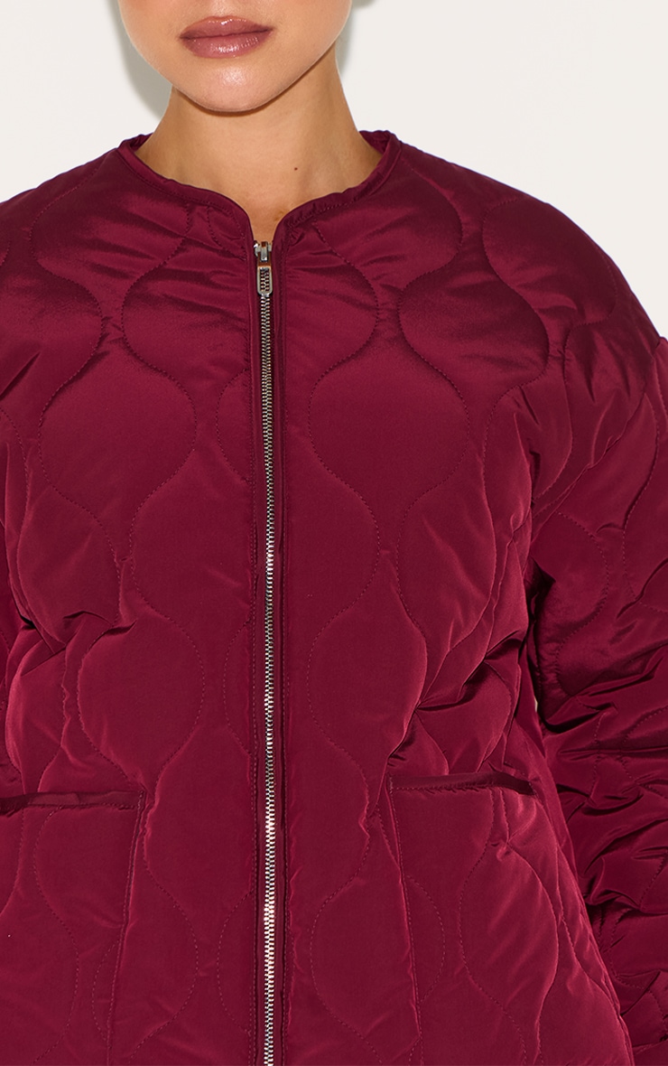 Plum Zip Up Quilted Jacket image 4